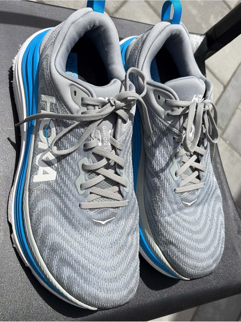 HOKA Gaviota 5 Wide 2E Men’s 12.5 Gray Blue Stability Running Shoes